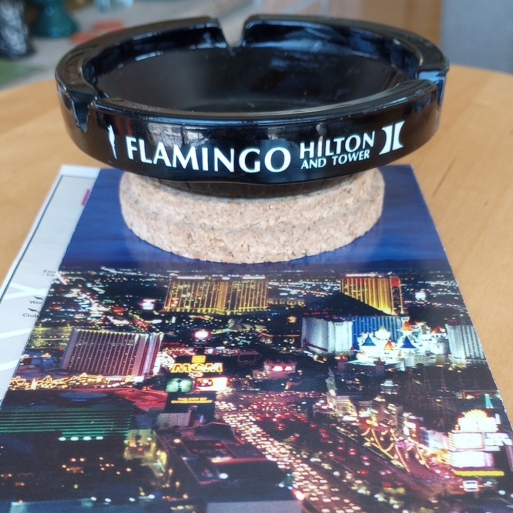 Flamingo Hilton Black Ashtray